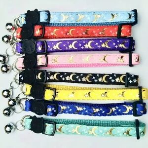 2pc Adjustable Pet Collars For Dogs, Moon Star Design, Pick Your Colors